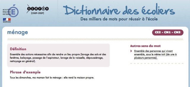 Dictionnaire des Ecoliers Menage Dictionnaire des écoliers qui respecte la Femme (ou pas)