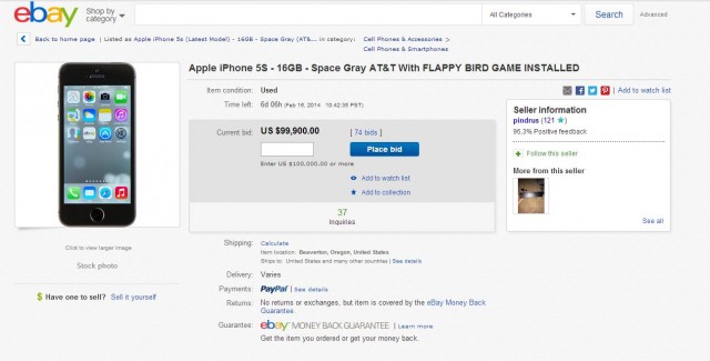 iPhone 5S ebay Flappy Bird