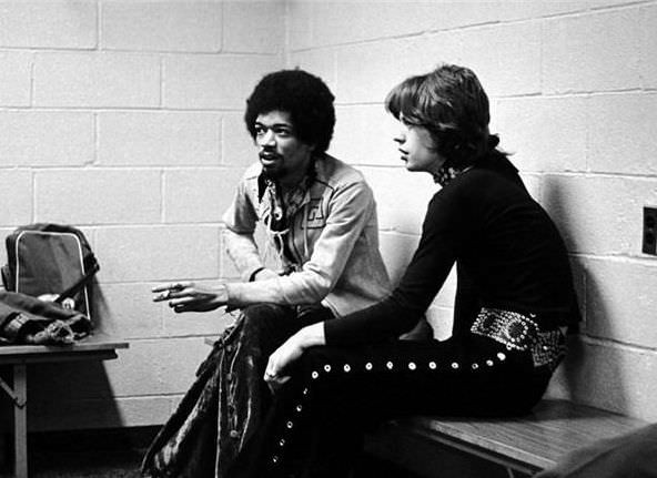 Jimi Hendrix Mick Jagger 1969