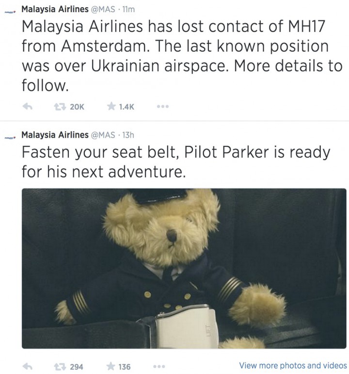 crash malaysian airlines ukraine tweet