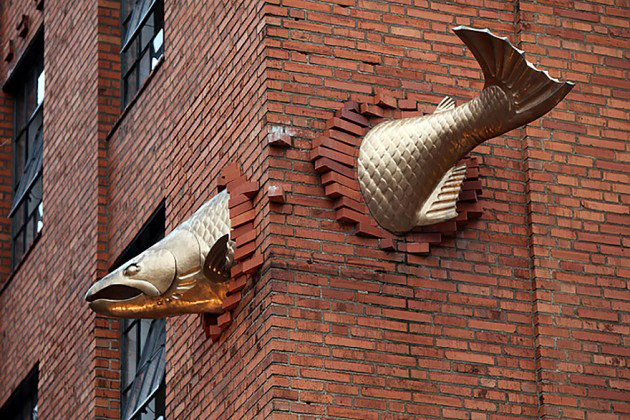 sculpture saumon portland etats unis