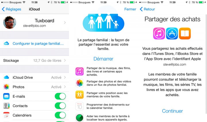 iOS 8 partage familial