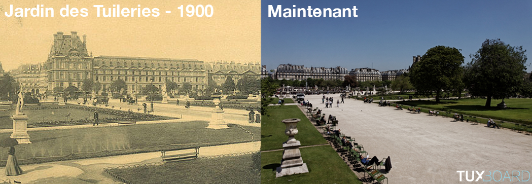 Difference Jardin des Tuileries 1900 et maintenant
