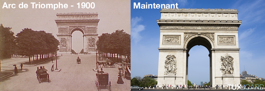 changement Arc de Triomphe 1900 et maintenant