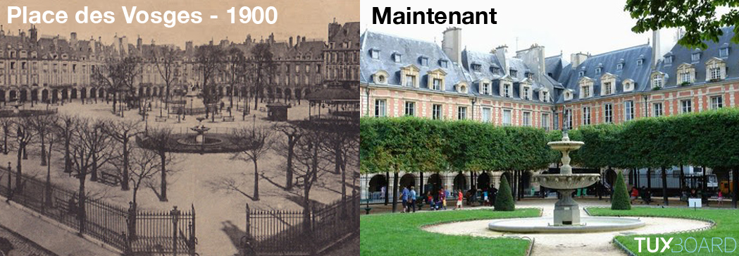 changement Place des Vosges 1900 et maintenant