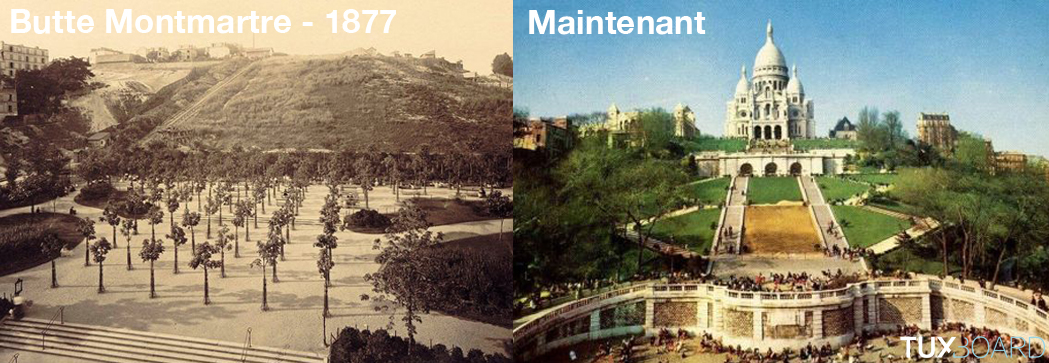 comparaison Butte Montmartre 1877 et maintenant
