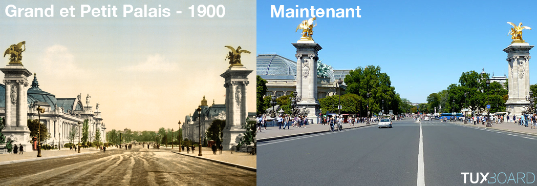 evolution Grand Palais et Petit Palais 1900 et maintenant