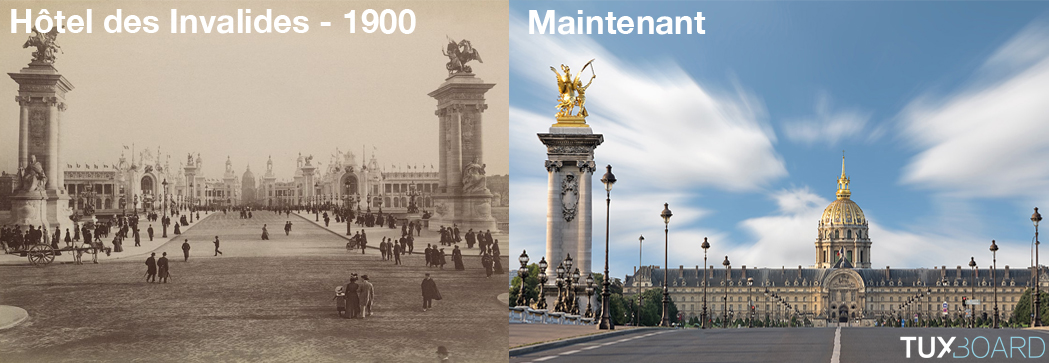 comparaison Hotel des Invalides 1900 et maintenant