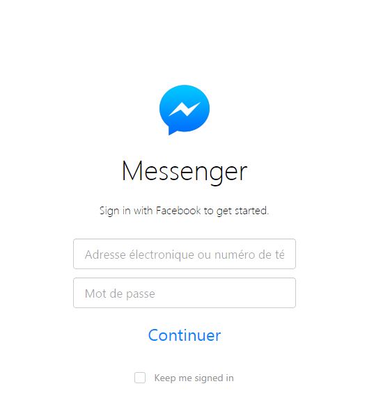 facebook messenger version web interface login