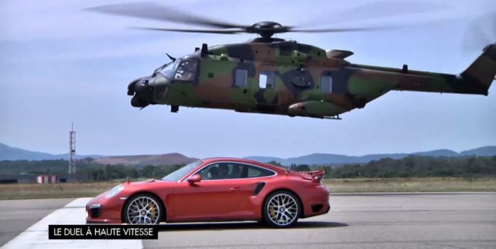 Porsche 911 Turbo S vs helicopteres