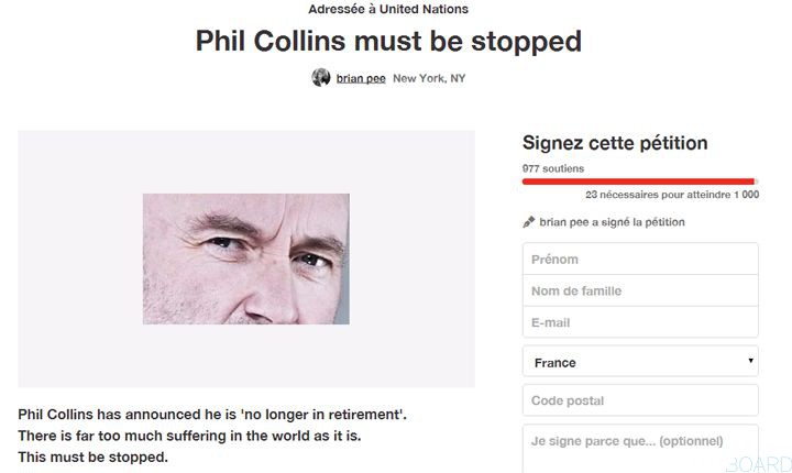 Petition contre retour Phil Collins
