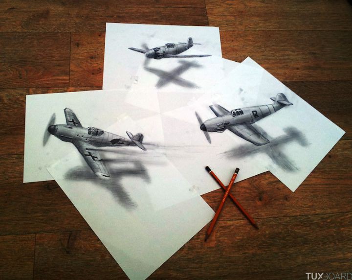 dessin avions au crayon