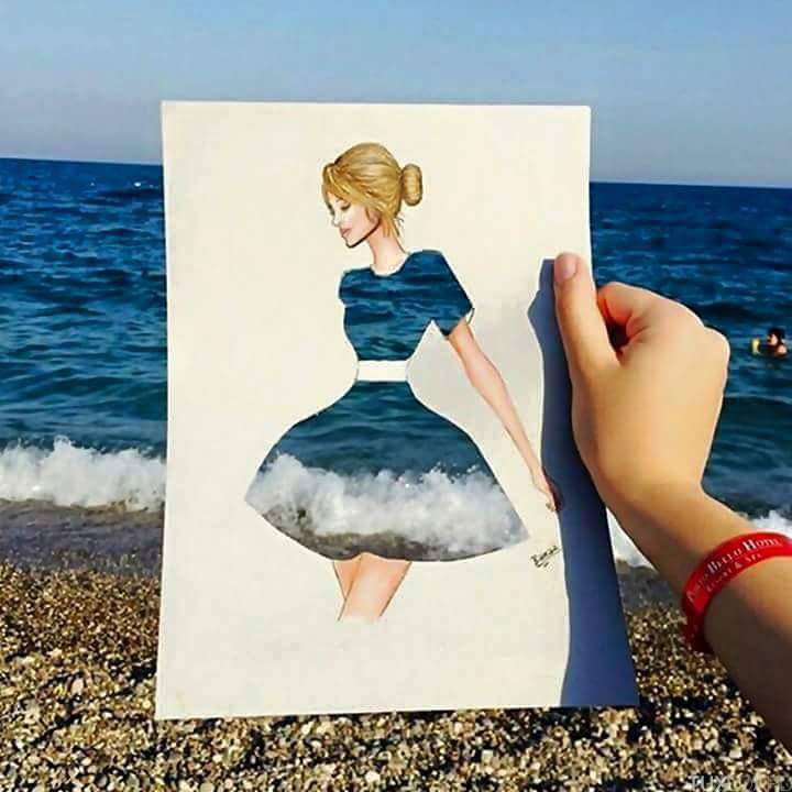 dessin robe avec mer
