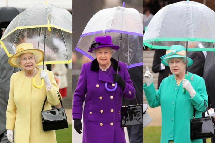 Reine Elisabeth et son parapluie