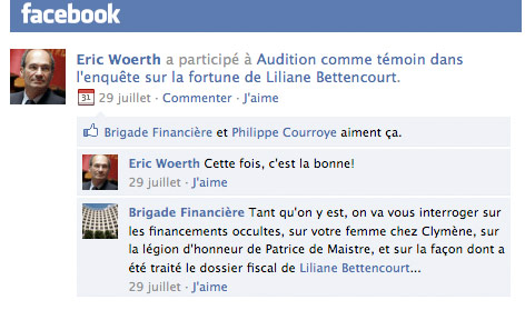 Facebook Eric Woerth affaire Bettancourt