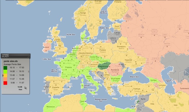 Carte taille sexe en Europe