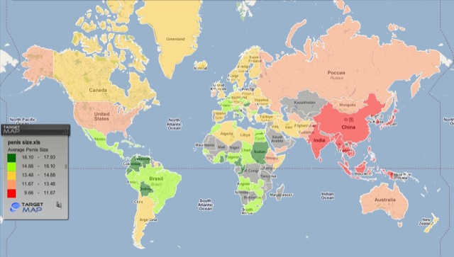 taille penis dans le monde Carte des pays avec les plus gros sexes
