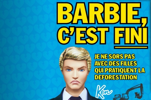 Pub Greenpeace Boite Barbie Mattel forêts Indonesiennnes
