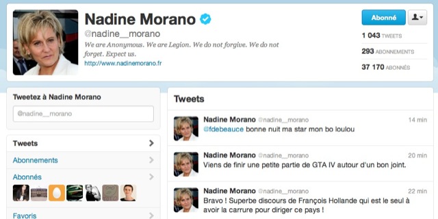 Compte twitter Nadine Morano