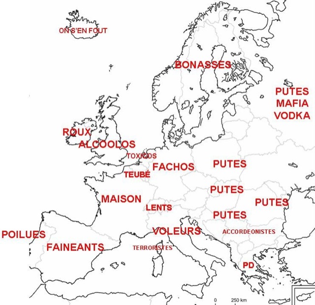 Carte europe vue francais