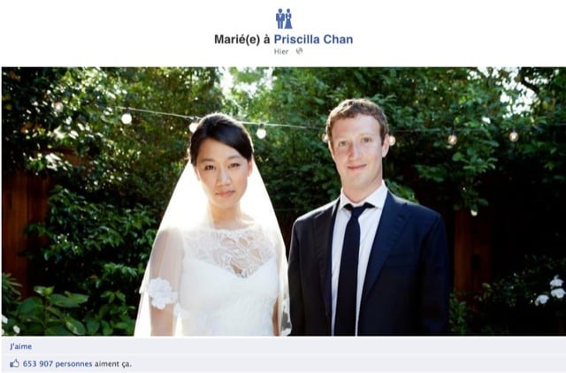Mariage Facebook Zuckerberg Priscilla Chan
