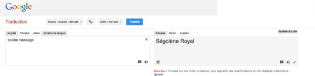 google translate Ségolène Royal boobs massage massage des seins