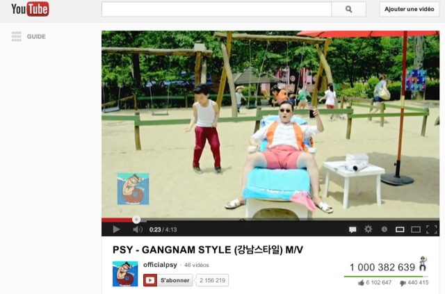 Gangnam Style 1 milliard de vues Youtube
