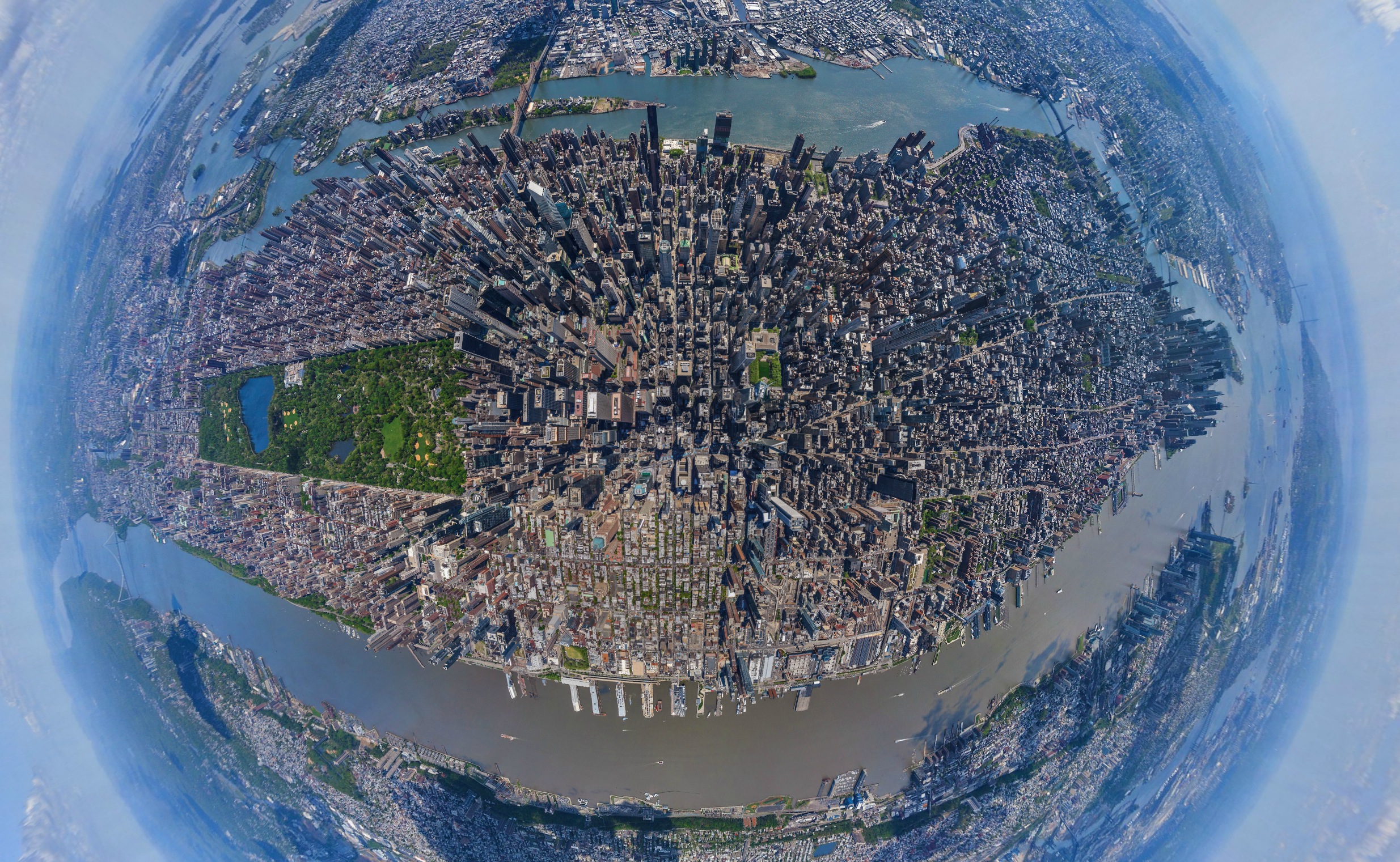 New York vue du ciel effet bulle 360