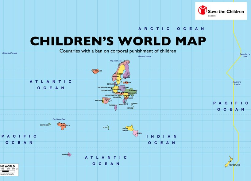 Carte pays enfant protege chatiments interdits