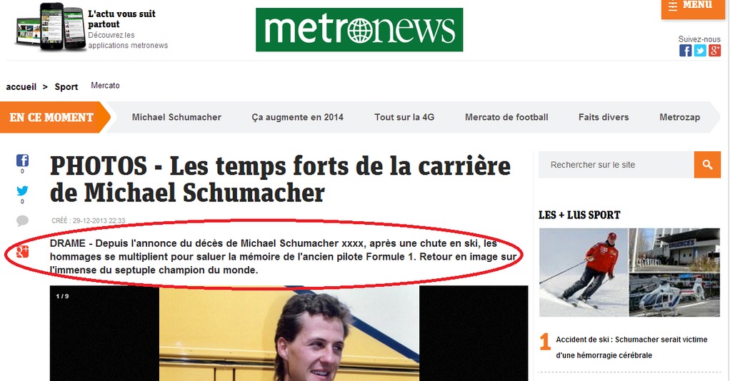 Michael Schumacher mort metronews