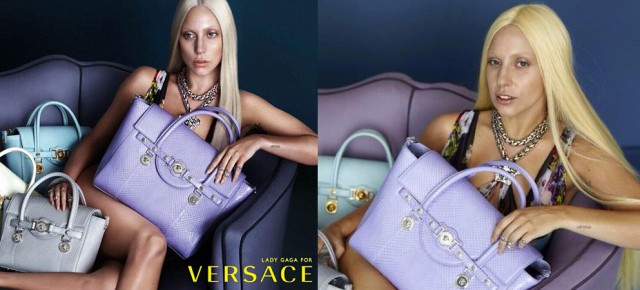 Photo Lady Gaga Versace avant apres Photoshop