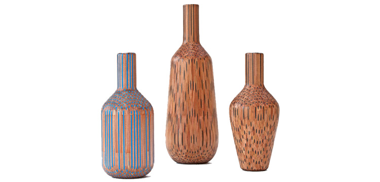 vases construits centaines crayons