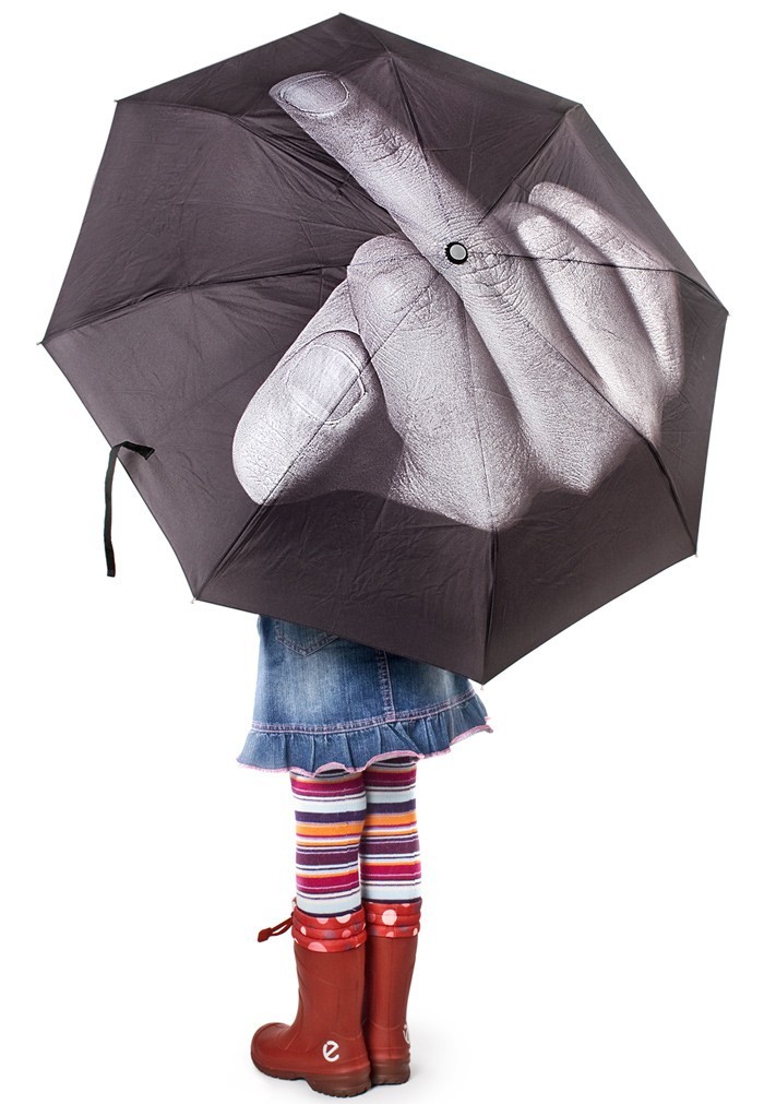parapluie doigt d'honneur
