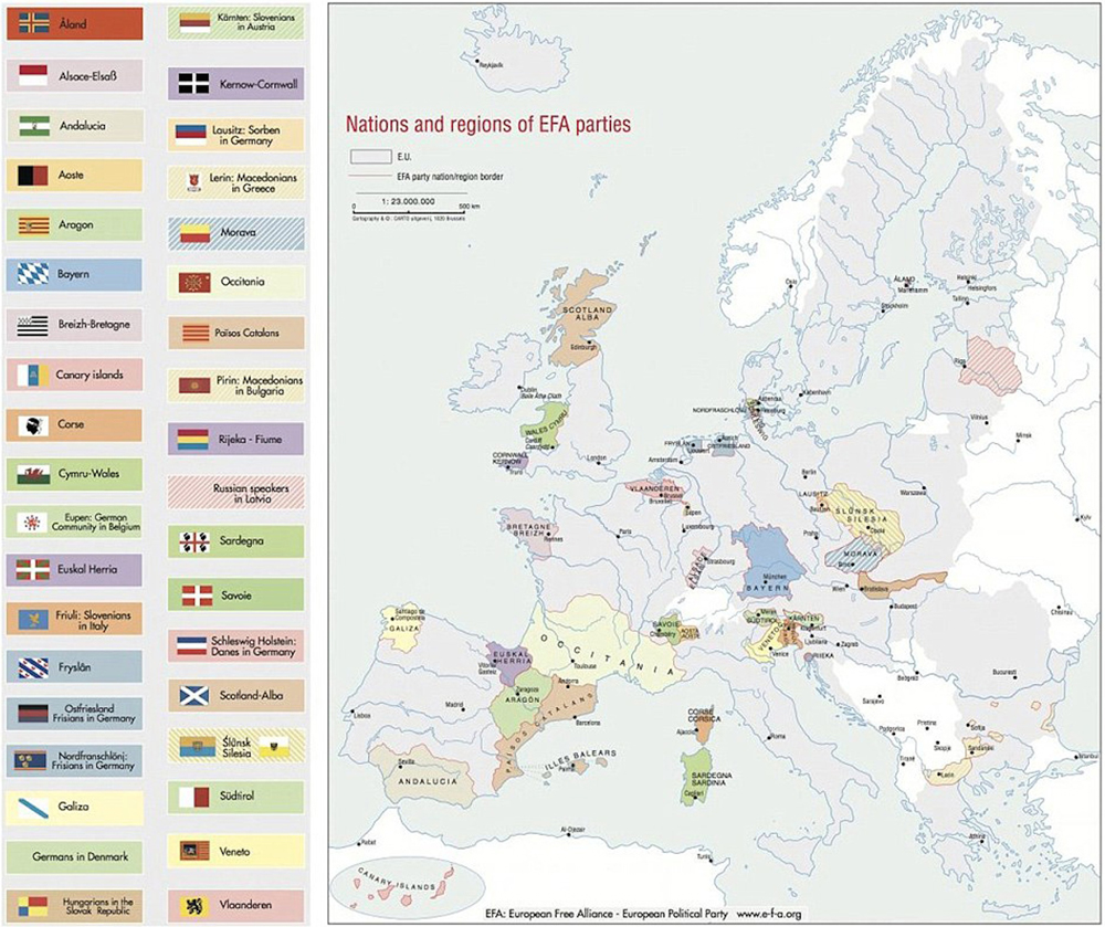 carte europe mouvements separatistes