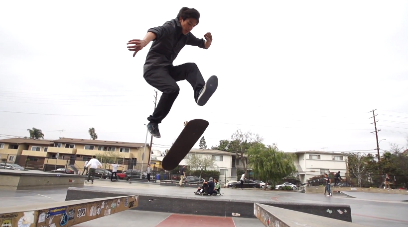 chris chann photo trick skateboard