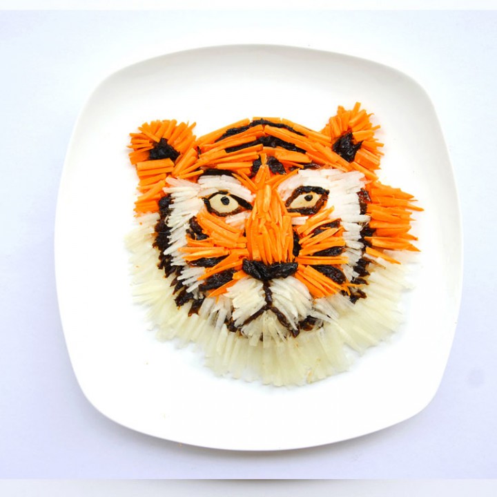Oeuvre-art-en-nourriture-Tigre-par-Red-Hong-Hi