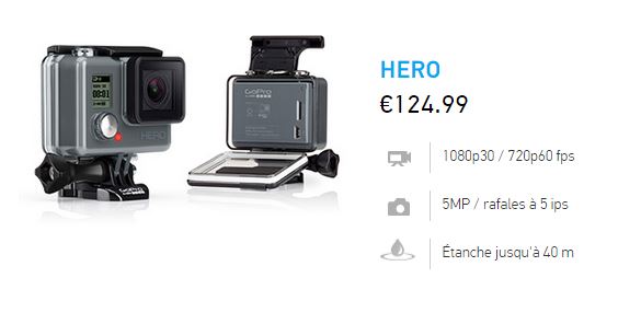 camera GoPro Hero 125 euros