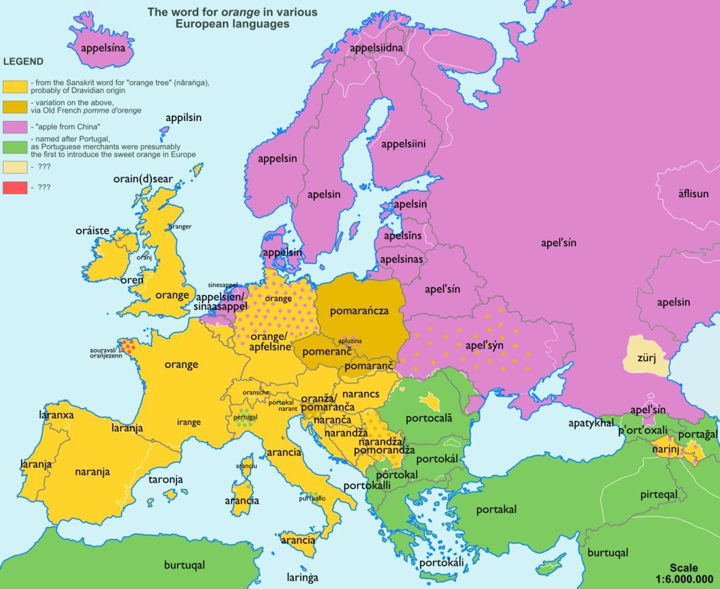 carte europe mot orange