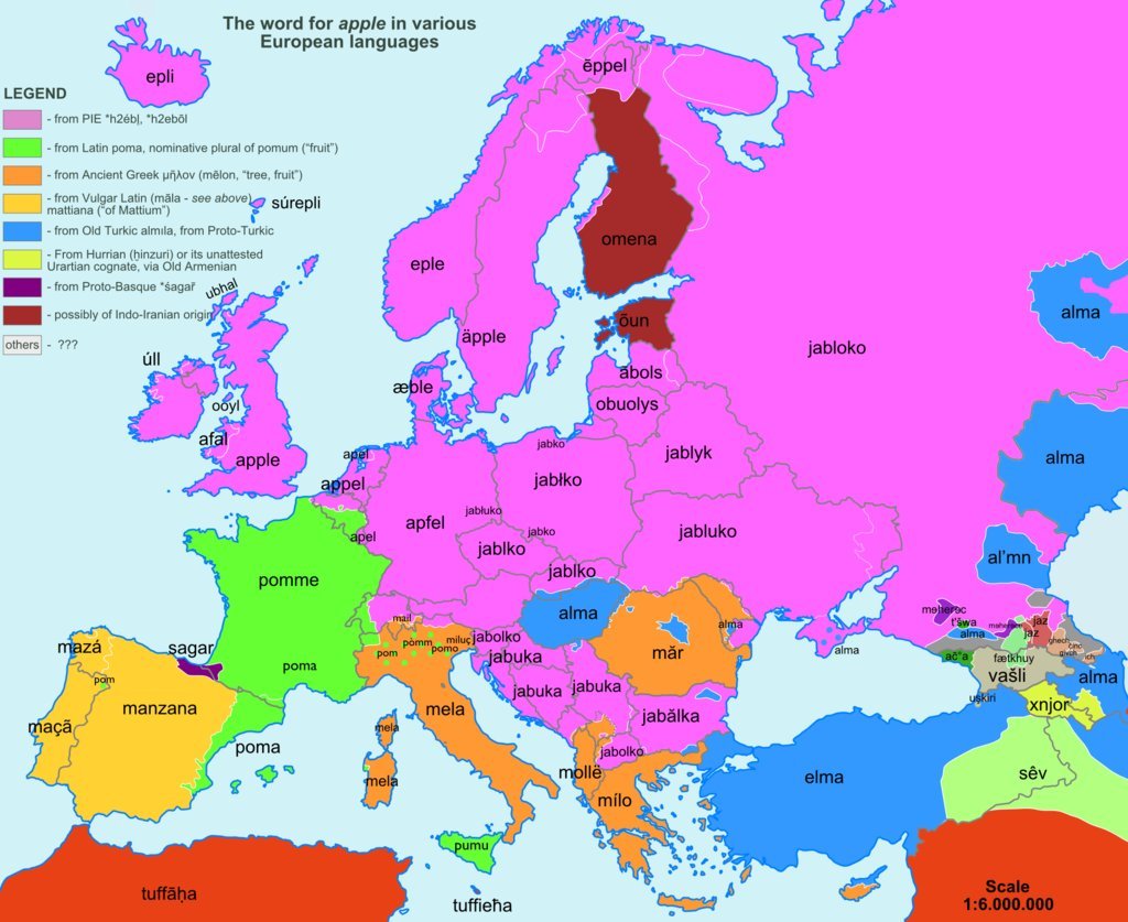 carte mot pomme en europe