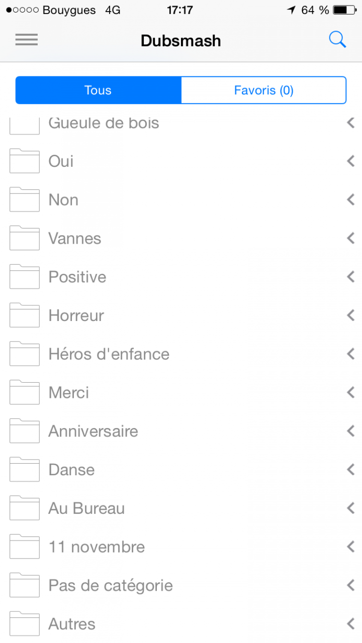 dubsmash categories francais