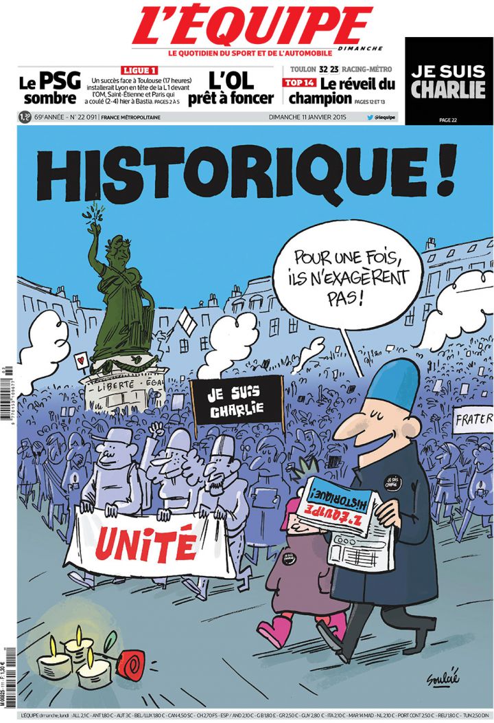 Charlie Hebdo Une L Equipe 11 janvier