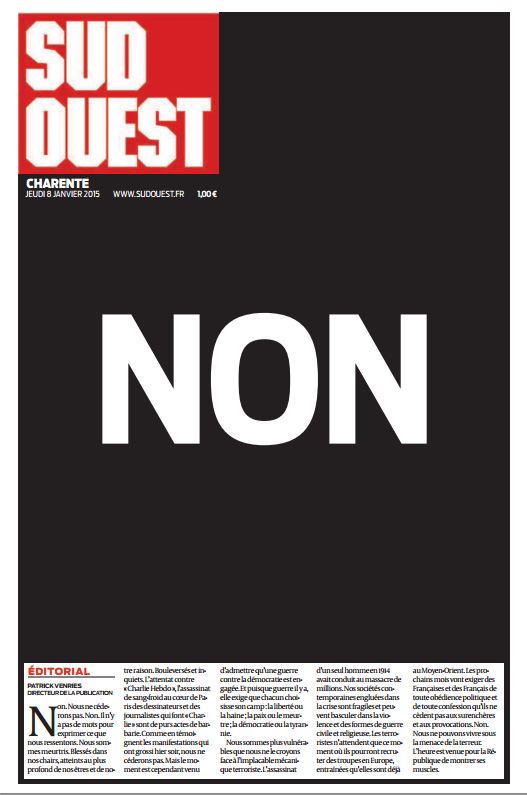 Charlie Hebdo Une Sud Ouest