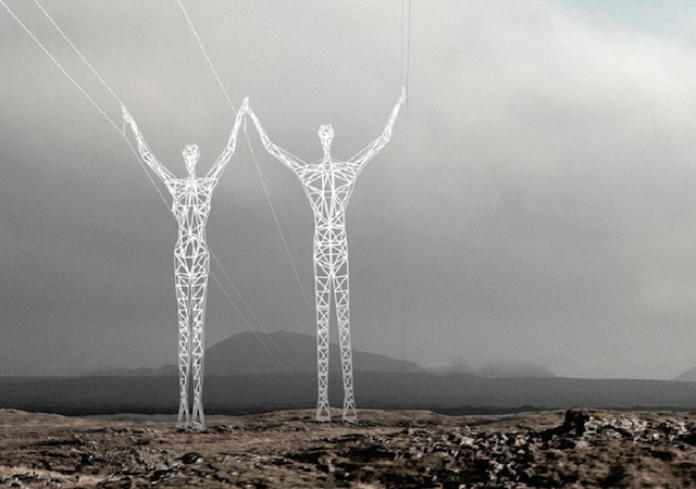 photo pylone electrique creatif islande