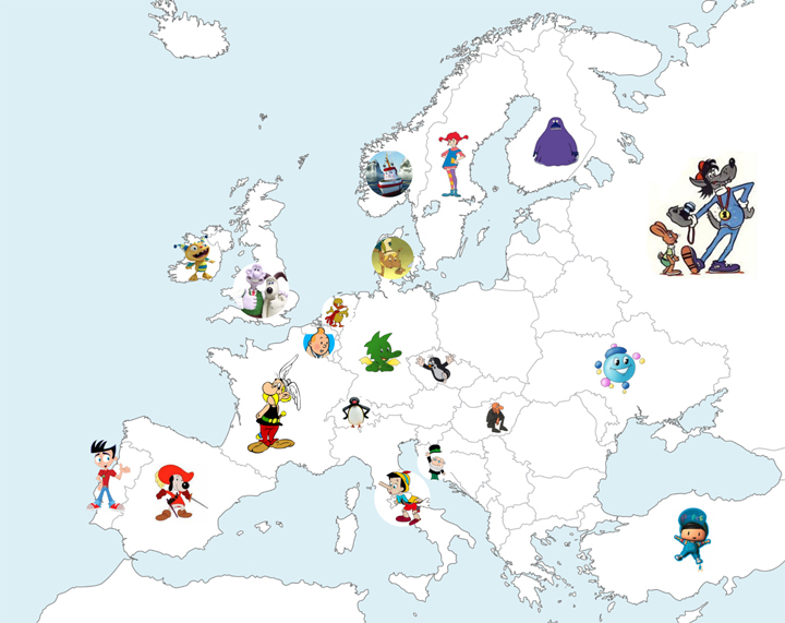 Dessins animes populaires Europe