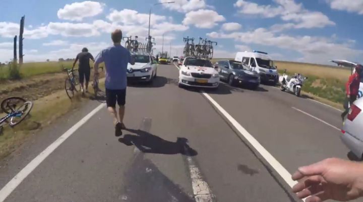 Tour de France 2015 Stage 3 crash OGE Mechanic Cam