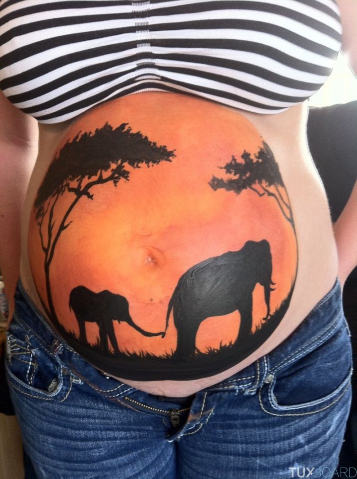 photo belly painting femme enceinte