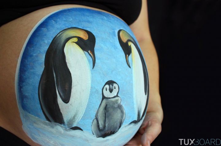 photo belly painting pingouins