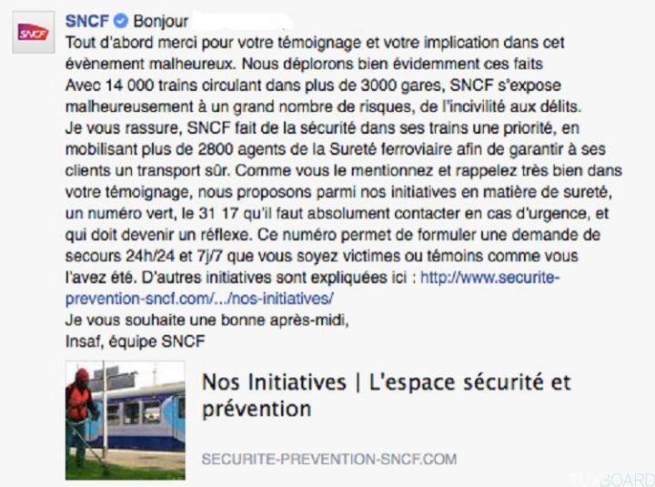 reponse sncf temoin agression sexuelle