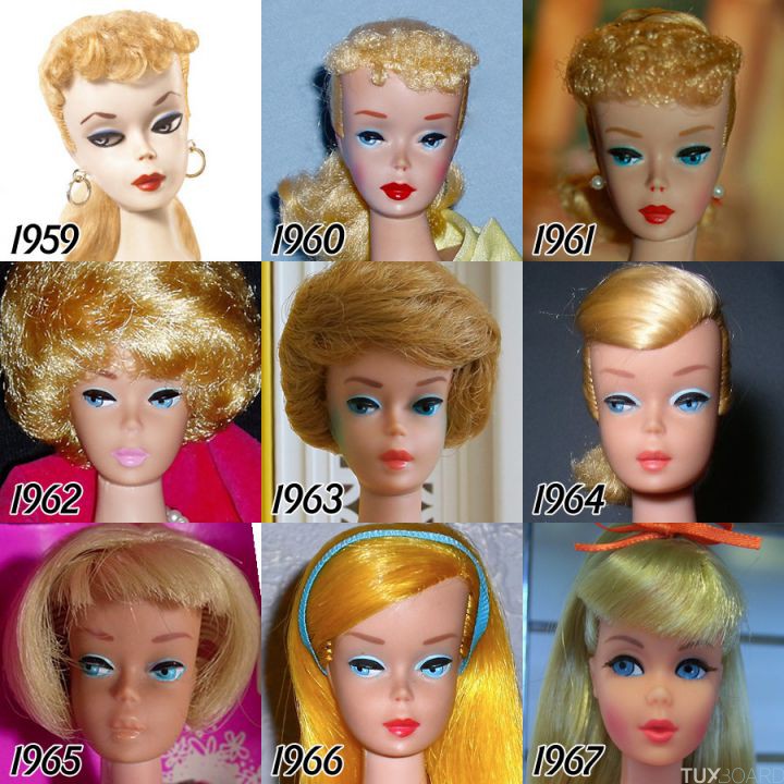 evolution barbie 1959 1967