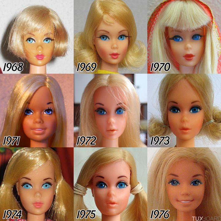 evolution barbie 1968 1976